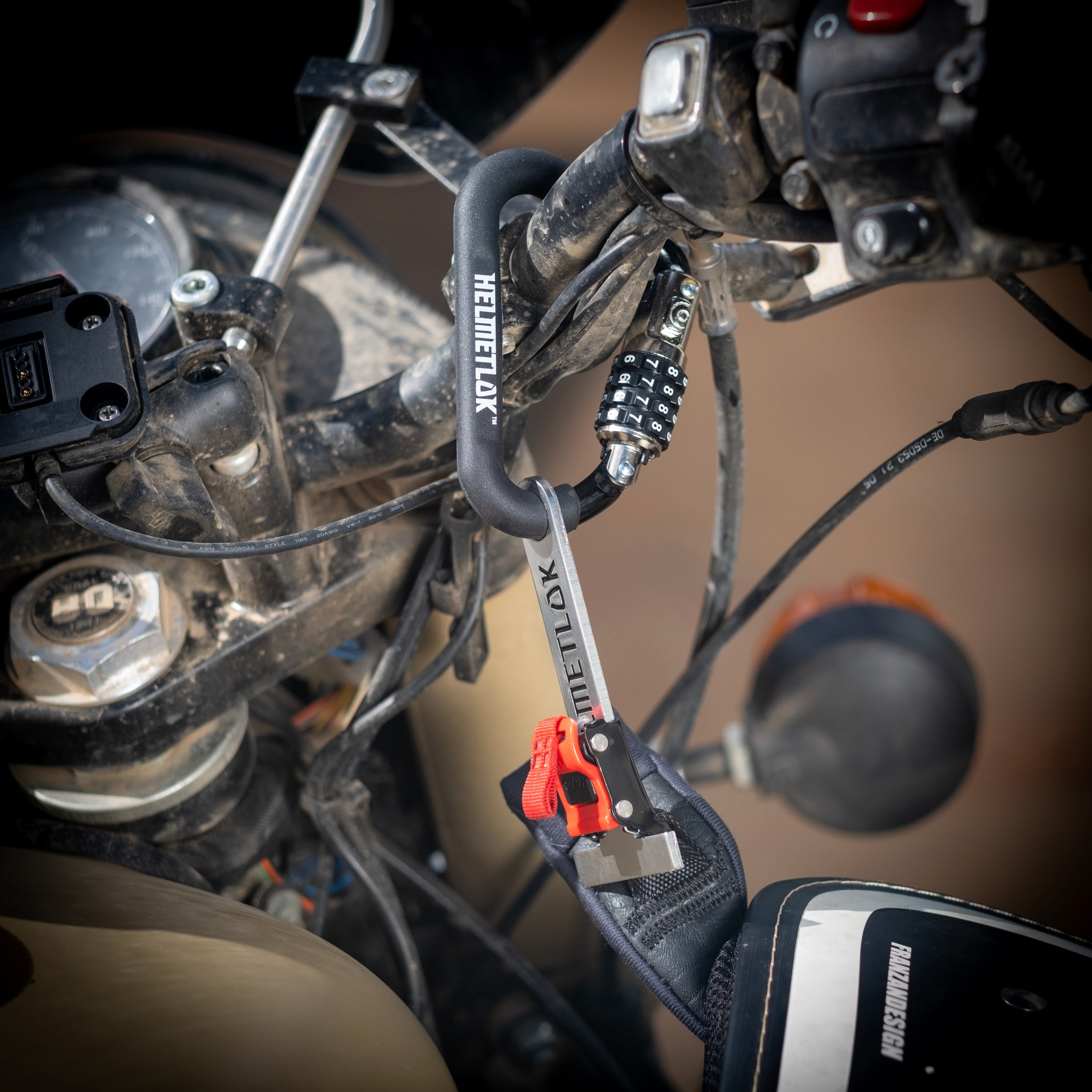Helmetlok Combination Carabiner Helmet Lock – Fits 1.5" Tubing With T-Bar & Cable