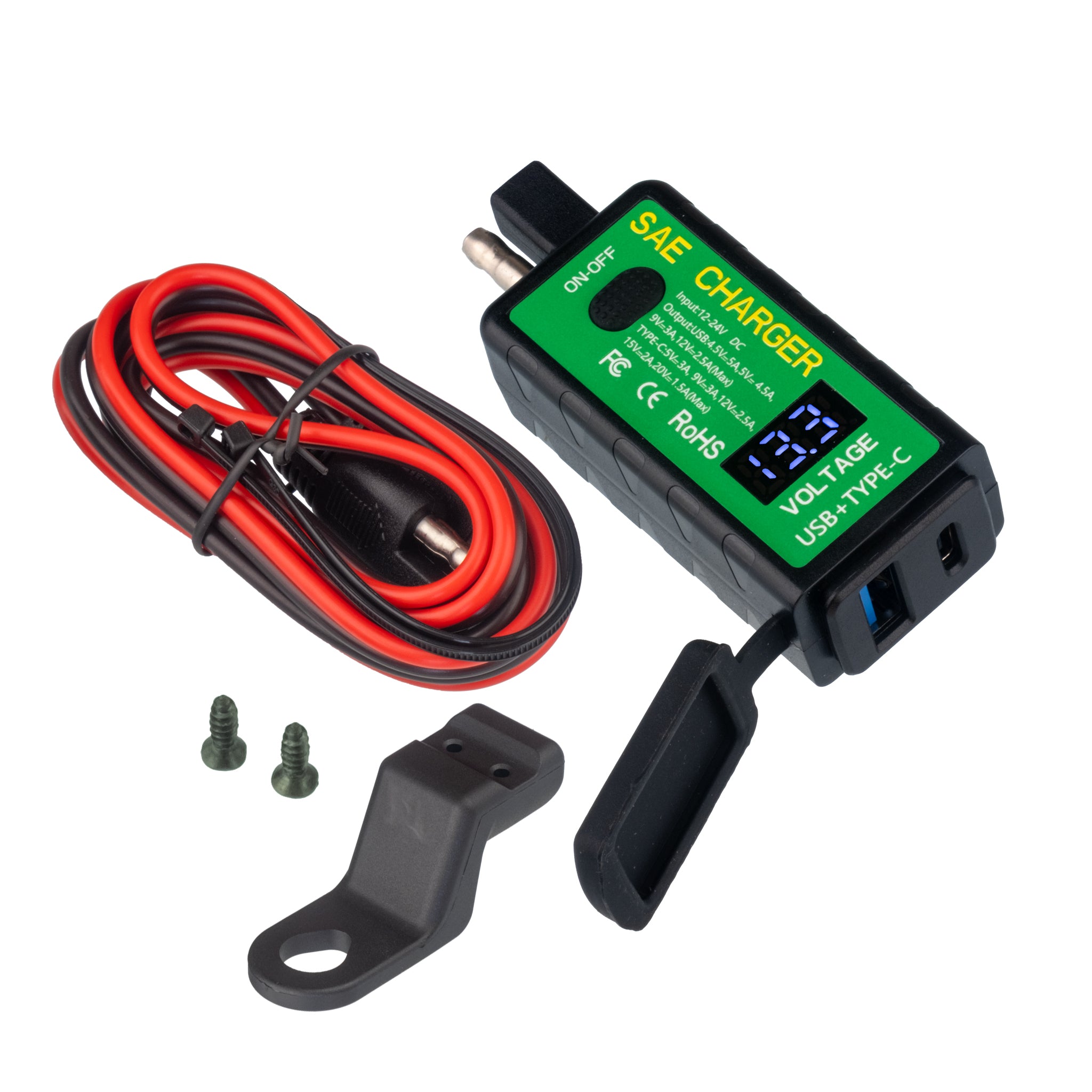 Adaptateur Charge Moto WODHMIEY - Voltmètre USB-A/Type-C IP65 12V
