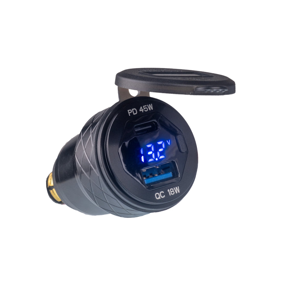 PA032 Dual port USB-C and USB-A power adapter/voltmeter