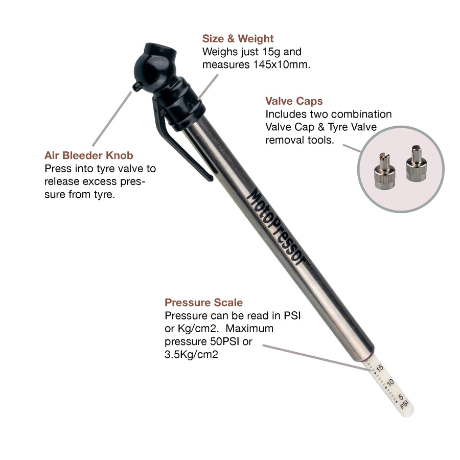 MotoPressor Pencil Tyre Gauge