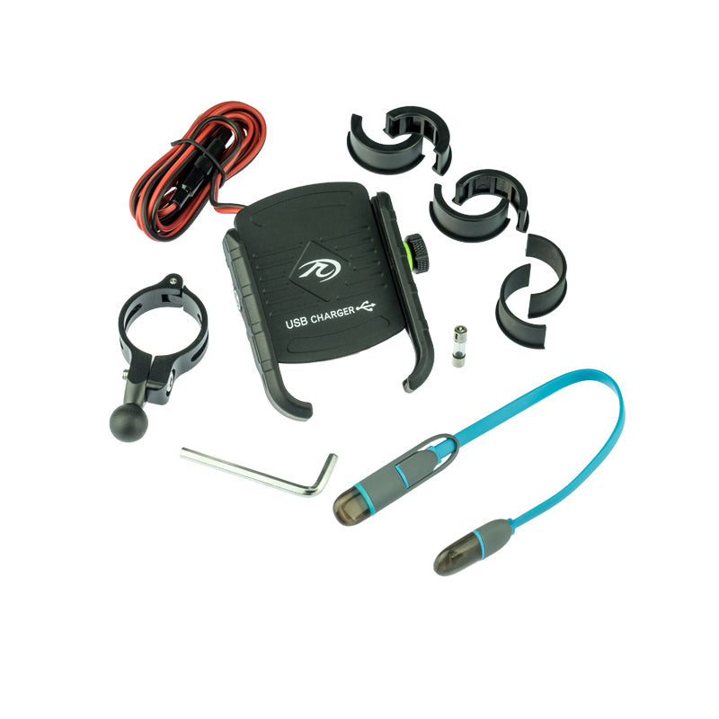 PA020 - Phone Mount with USB Charge port BLACK